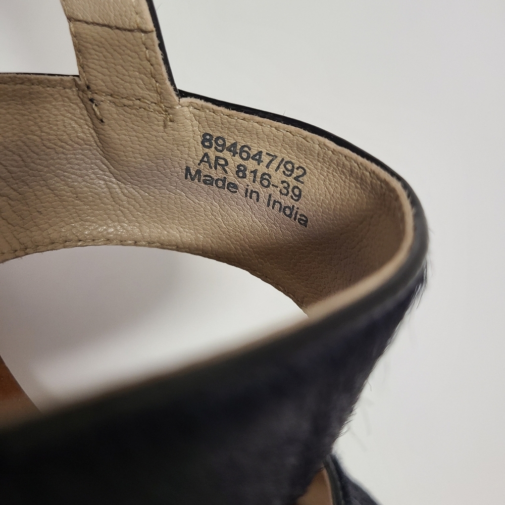 Boden Women's Black Calfhair Leather Louisa Cork Wedges Sz 39 US 8 - Picture 5 of 14
